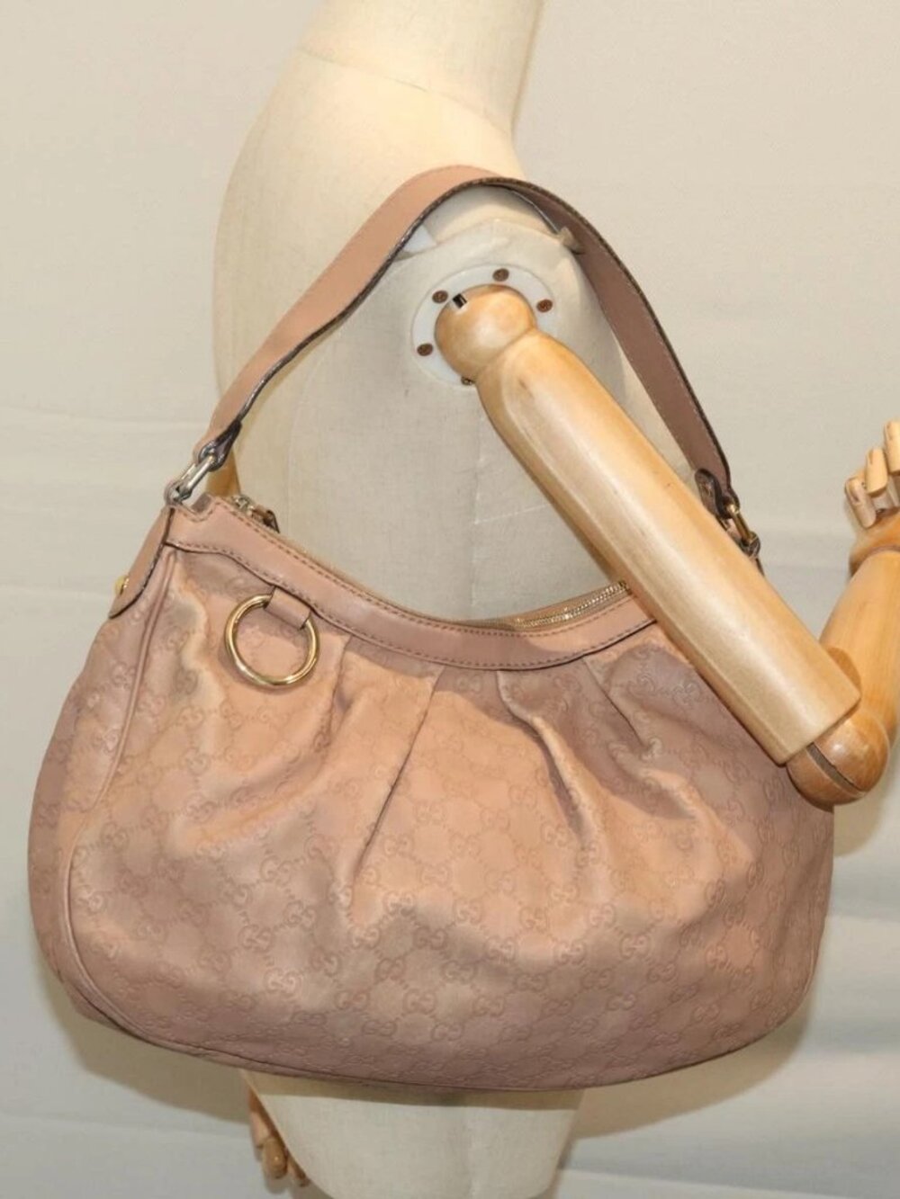 GUCCI Guccissima GG Canvas Shoulder Bag Beige